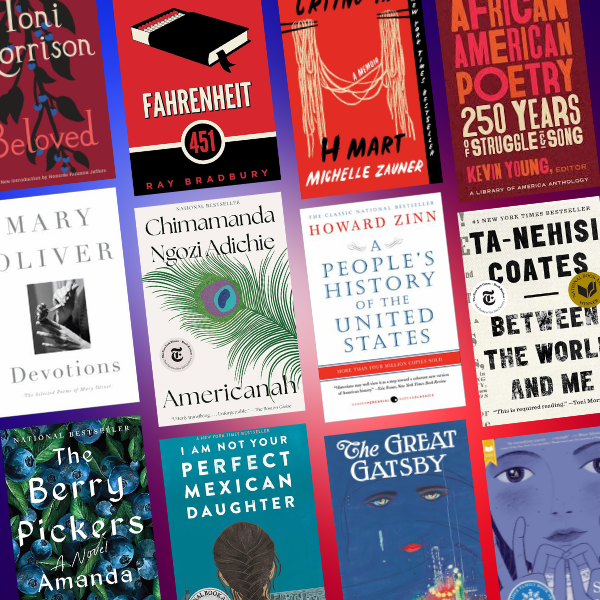 Red, white, and blue, book covers