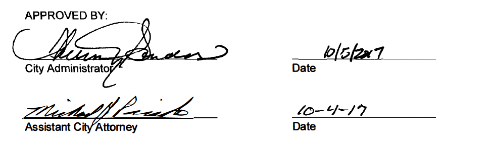 City Administrator and Assistant City Attorney Signatures