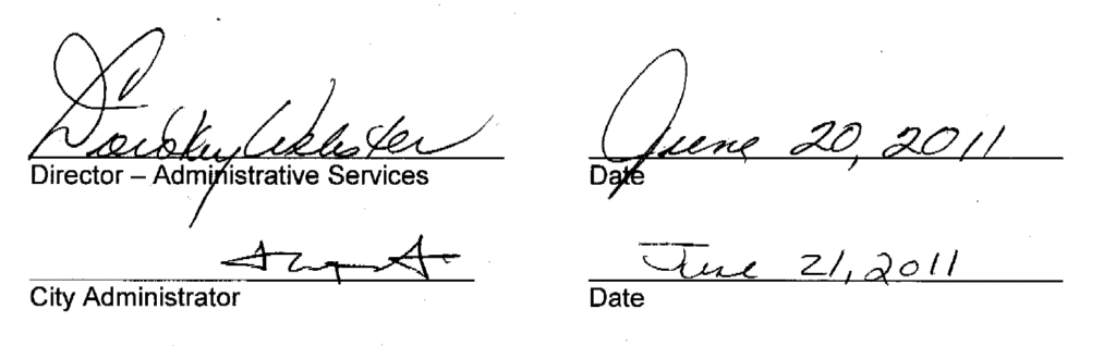 Approved by Administrative Services Director and City Administrator